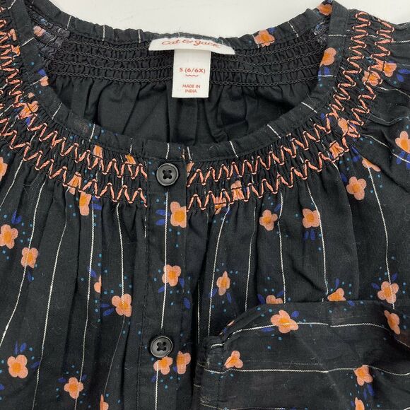 Cat & Jack Black Floral Blouse S(6-6X) - Picture 4 of 7